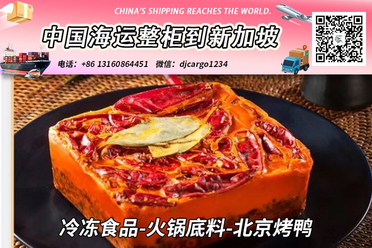 冷冻食品-火锅底料-北京烤鸭海运整柜拼箱到新加坡全程-18°