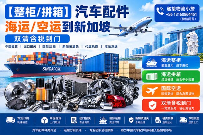 【整柜/拼箱】汽车配件海运/空运到新加坡双清含税到门