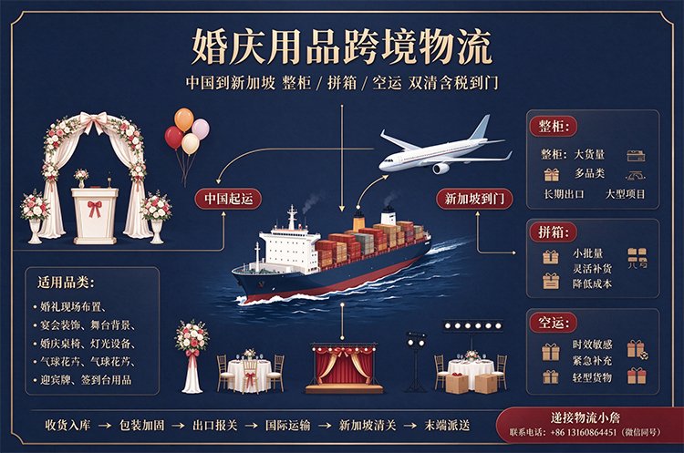 【整柜/拼箱】婚庆用品海运/空运到新加坡双清含税到门